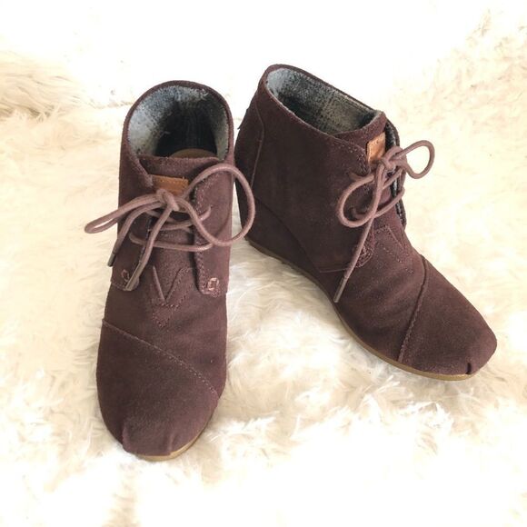 TOMS Chocolate Brown Desert Wedge Booties size 5.5 - Picture 2 of 6